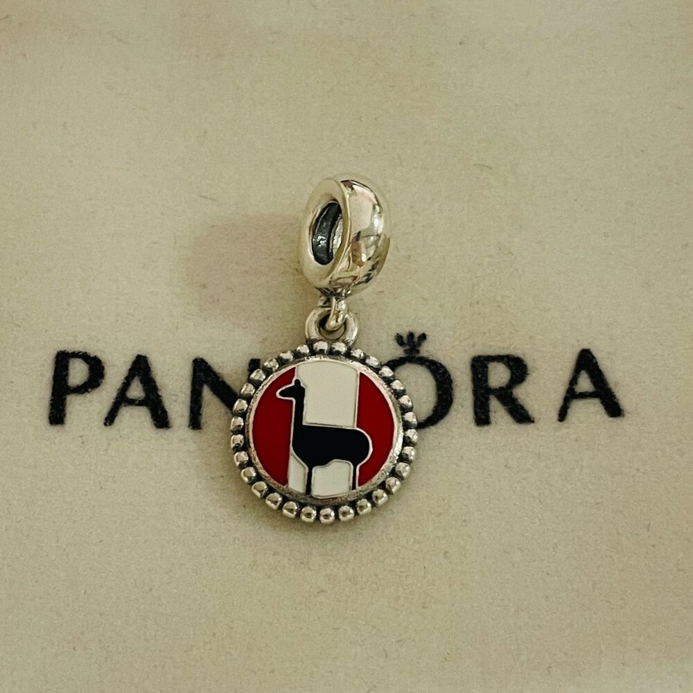 Pandora Peru Country Exclusive Flag Alpaca 🦙 Logo Dangle Charm